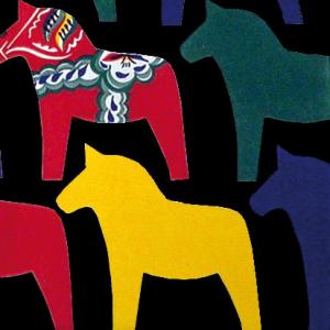 Servetter - Dalahäst Svart (Lunch)