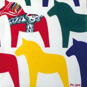 Servetter - Dalahäst Vit (Lunch)