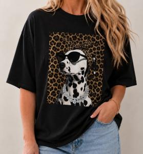T-shirt Svart, Dalmatiner - Caramelle Fashion