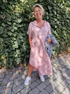 Linneklänning med huva, Gammelrosa, Milla - Soulful Fashion