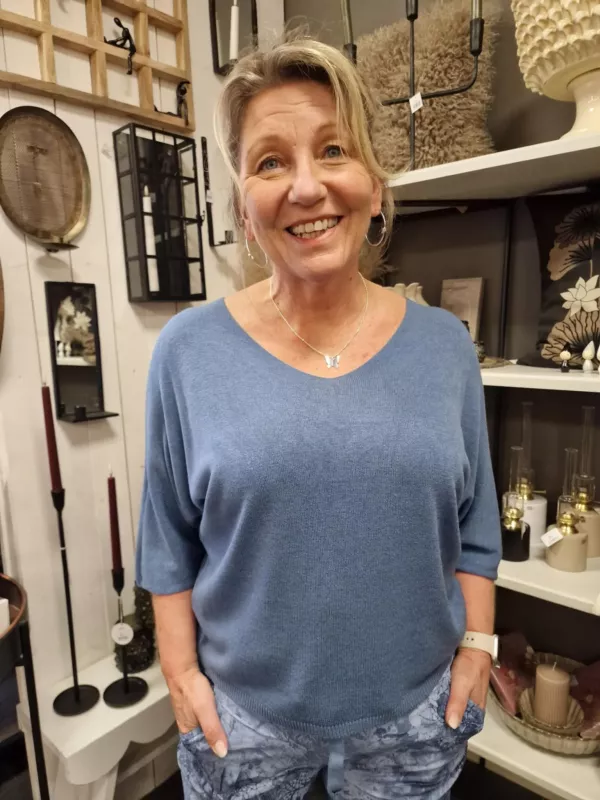 Tröja Finstickad, Jeansblå (Penny) - Soulful Fashion