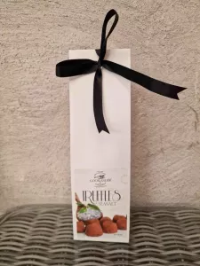 Chokladtryfflar Havssalt, Vit med svart band, 200 g - Gooslander