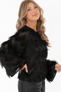 Tröja Svart, Fransar Zick Zack, Desiree - Capri Collection