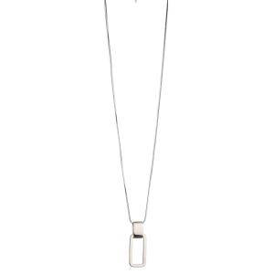 Halsband Långt, Silverfärgat med stående rektangel - Gemini