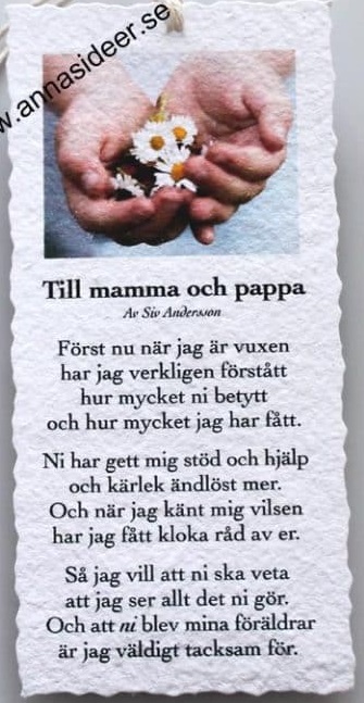 Diktkort - Till mamma och pappa