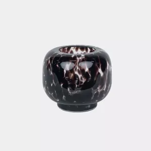 Ljuslykta Leo, Svart fläckigt glas (dia: 12,5 cm) - Olsson & Jensen