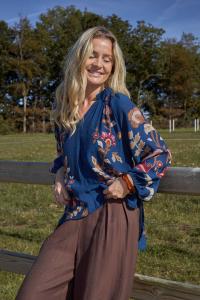 Blus, Blå mönstrad, Marigold -  Black Colour