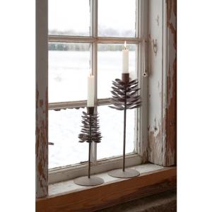 Ljusstake på fot, Kotte Antik Brun, Höjd: 23 cm - Chic Antique