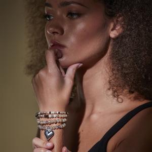 Armband Brun, Silverhjärta (Set om 4 länkar), Violet - the moshi