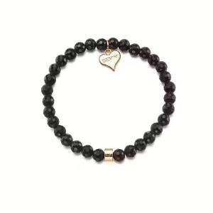 Armband, Svarta fasetterade pärlor, Elastiskt - Gemini