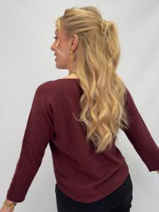 Stickad tröja, Vinröd Stella - Gemini