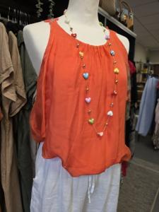 Linne med blomband, Korall Alexia - Caramelle Fashion