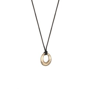 Halsband Kort, Svart snöre med guldfärgad ring - Gemini
