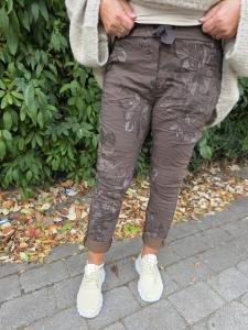 Magisk byxa, Brun med mörka blommor, Lina - Caramelle Fashion