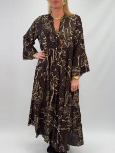 Klänning, Brun med blommönster, Freja - Gemini