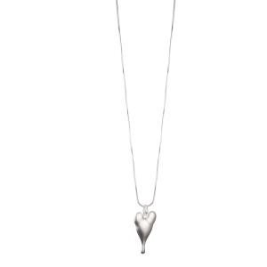 Långt halsband med oregelbundet hjärta, Silverfärgat - Gemini