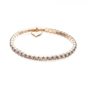 Armband Guldfärgat, Elastiskt med en rad strass - Gemini