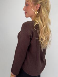 Stickad tröja, Mörkbrun Stella - Gemini