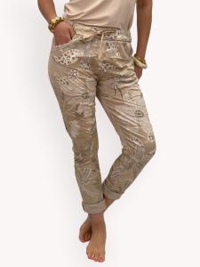 Byxa glansig, Beige mönstrad, Elin - Gemini