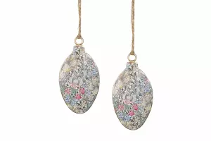 Emaljhänge Ägg, Blommönstrat Blå / Rosa (8 cm) - A lot      BERÄKNAD LEV: MARS