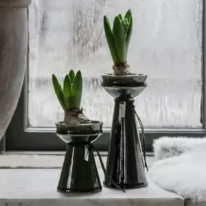 ERNST Hyacintvas, H 20cm, Grön glaserad stengods