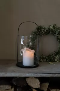 ERNST Ljusstake/ljuslykta Med Glas För Värmeljus d13 h22 Mullvad