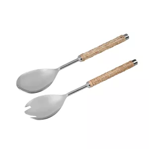 Ernst Salladsbestick metall/flätat handtag
