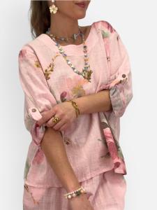 Blus / Topp, Rosa Blommig, Evalis - Gemini