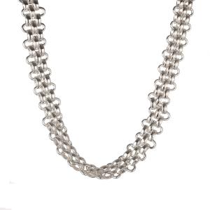 Halsband Kort, Silverfärgad dubbelkedja - Gemini