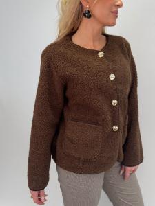 Jacka med guldknappar, Brun Teddy, Zia - Gemini