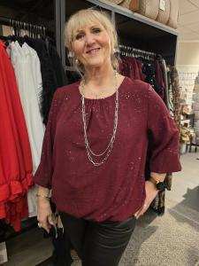 Topp Glittrig, Vinröd Viktoria - Caramelle Fashion