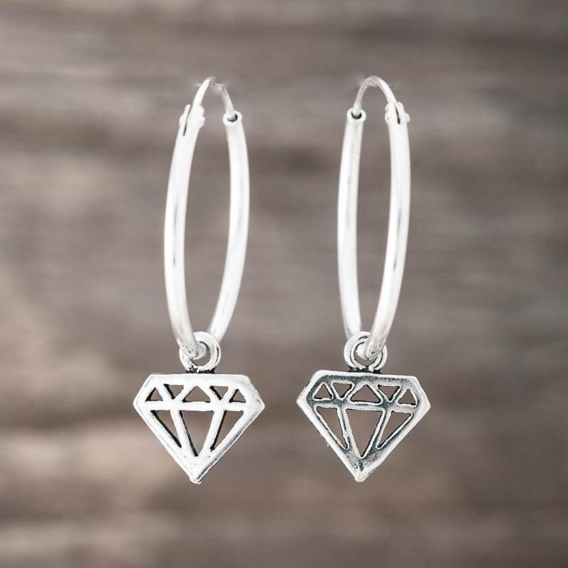 Silverörhängen, Creoler Diamant - by faith