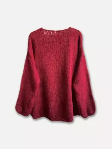 Stickad tröja, Vinröd Fanny - Reunion