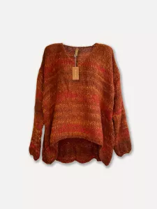 Stickad tröja, Rost Melerad, Fanny - Reunion