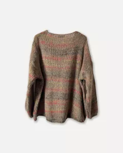 Stickad tröja, Taupe Melerad, Fanny - Reunion