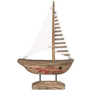Fartyg med vitt och randigt segel och rött skrov Nautico - Ib Laursen