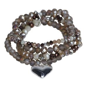 Armband Brun, Silverhjärta (Set om 4 länkar), Violet - the moshi
