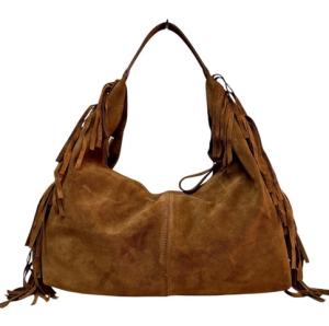 Väska Moon med fransar, Cognac - Reunion Home