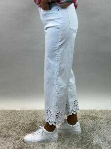 Jeans 3/4 längd med brodyr i benslut, Vita, Vega - Mix by Heart