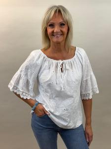 Blus, Vit med brodyr, Bonnie - Mix by Heart