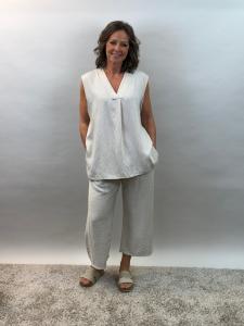 Byxa 3/4 i viskose, Beige, Cornelia - Mix by Heart