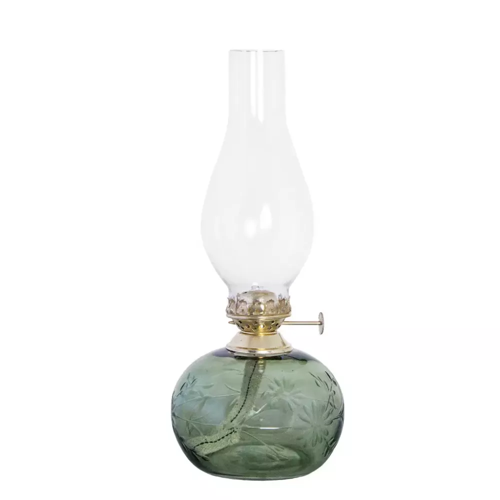 Fotogenlampa Oval Blomma Grön/Mässing - Strömshaga