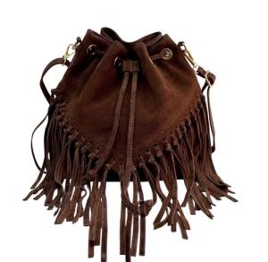 Väska Bungy med fransar, Cognac - Reunion Home