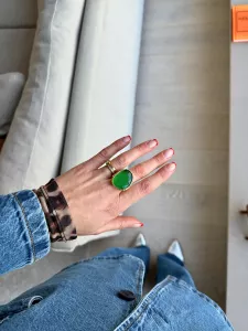 Ring Omikron, Äpplegrön Guld – 7EAST