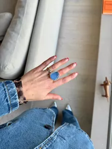 Ring Omikron, Jeansblå Silver – 7EAST