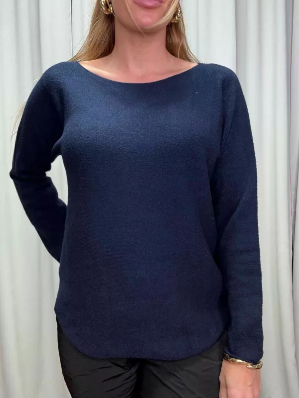 Stickad tröja, Marinblå Stella - Gemini