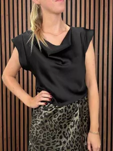 Topp med waterfall ringning, Svart Rut - Gemini