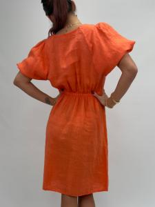 Linneklänning med puffärm, Orange Majken - Gemini     BERÄKNAD LEV: MARS