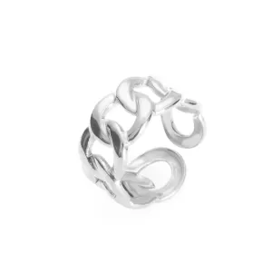 Ring, Grov "länk", Silverfärgad (Rostfritt stål) - Gemini