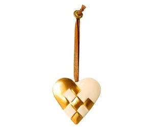 Maileg Metal ornament, Braided heart, Guld